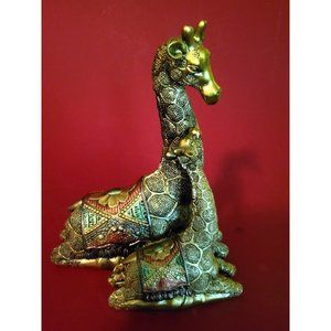 Gold Mother and Baby Giraffe Figurine